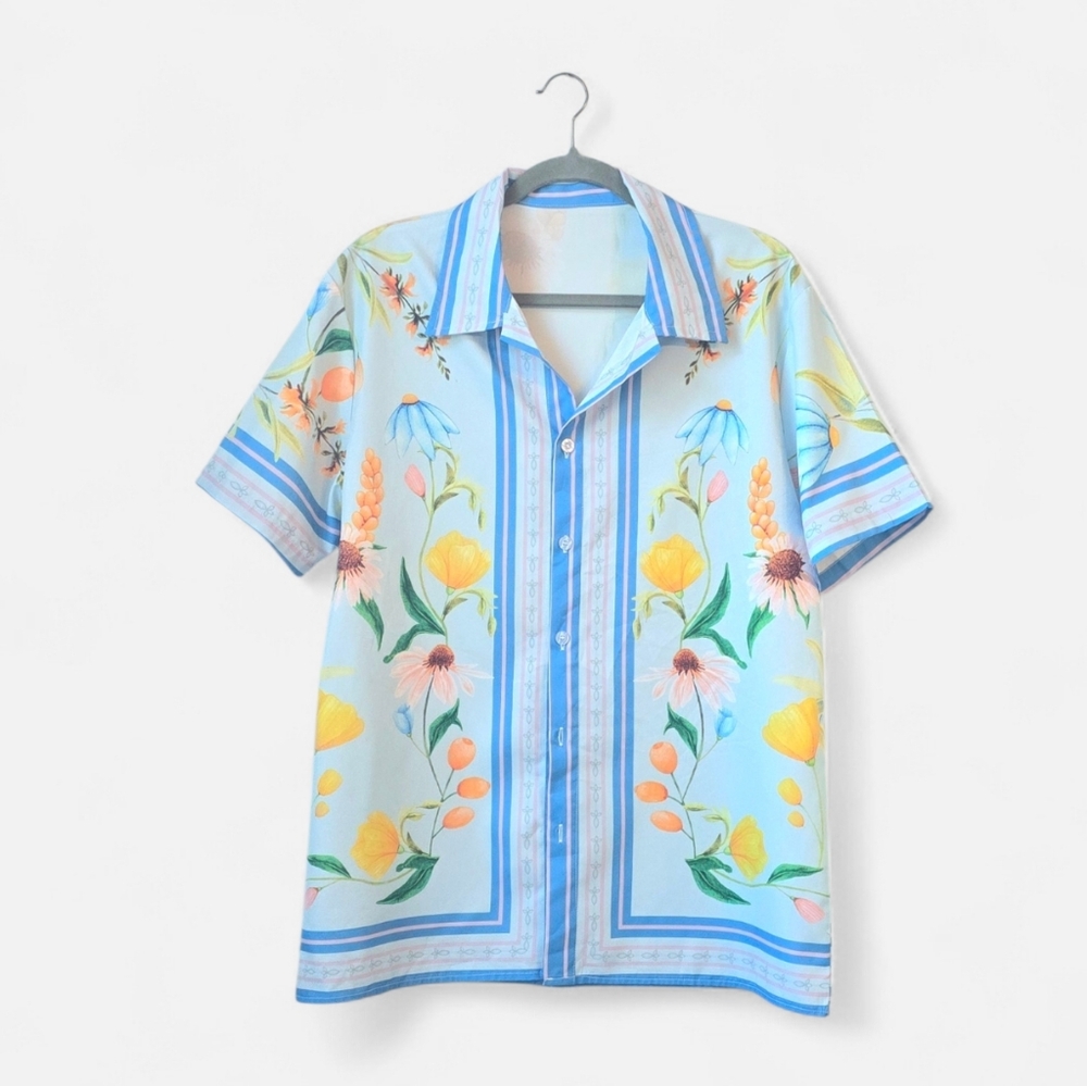 Mens Tropical Floral Short Sleeve Shirt * Lightweight Size Med
